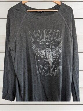 Zutter Dream On Dreamer Graphic Tee Size Large Gray Motorcycle Long Sleeve Shirt